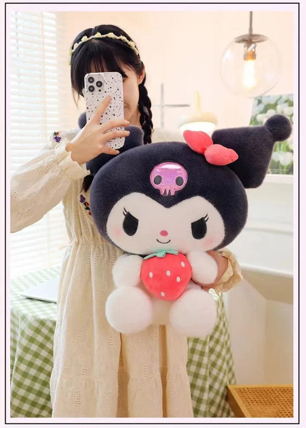 Planet Gates 22/35cm Sanrio Strawberry Kuromi Pillow Plush Toy Girls Soft Stuffed Animal Toys Strawberry Melody Doll Gift