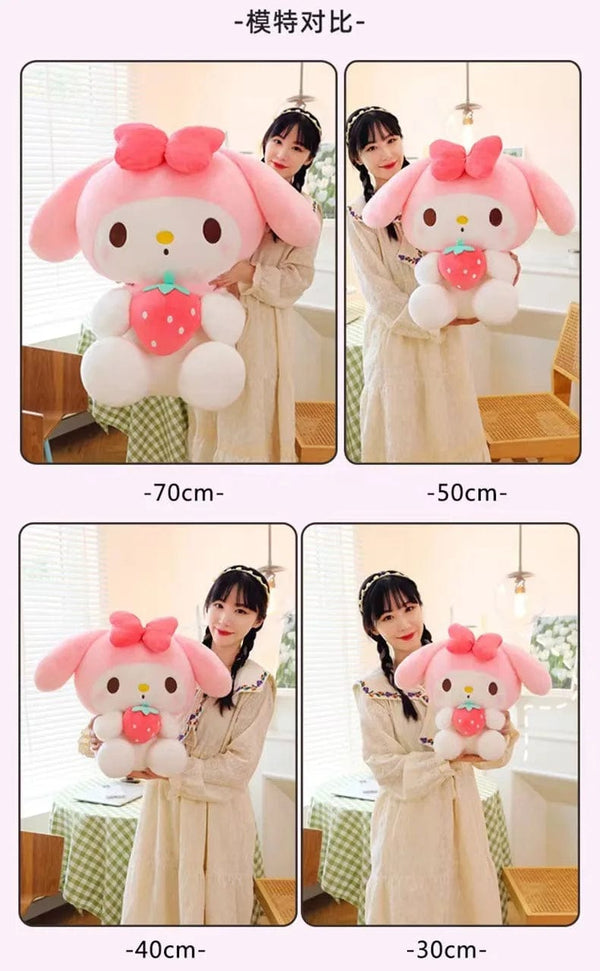 Planet Gates 22/35cm Sanrio Strawberry Kuromi Pillow Plush Toy Girls Soft Stuffed Animal Toys Strawberry Melody Doll Gift