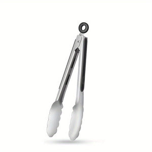 Planet Gates 22.86 cm 1/2pcs, Stainless Steel Kitchen Tongs, Silicone Non-slip Handle, Lockable Barbecue Food Clip, 22.86 Cm And 30.48 Cm, Premium Silicone Rubber Grips, Independence Day Halloween Christmas Party Supplies.