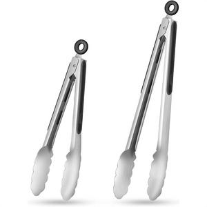 Planet Gates 22.86 Cm + 30.48 Cm 1/2pcs, Stainless Steel Kitchen Tongs, Silicone Non-slip Handle, Lockable Barbecue Food Clip, 22.86 Cm And 30.48 Cm, Premium Silicone Rubber Grips, Independence Day Halloween Christmas Party Supplies.