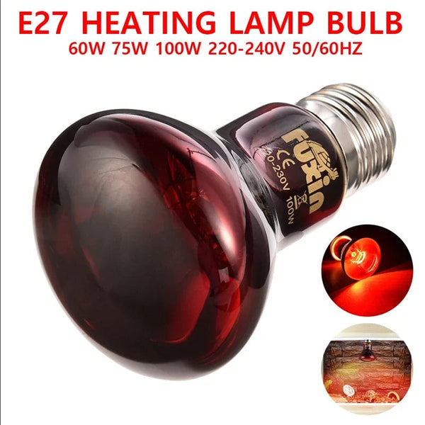 Planet Gates 220-240V E27 Poultry Heating Bulb 100/75/60W Infrared Insulation Heating for Reptiles Plants Amphibians Pets Livestock