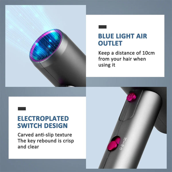 Planet Gates 2200W Hair Dryer Professional High Speed Powerful Blow Dryer Electric Negative Ion Low Noise Adjustable Salon Household Dryer