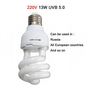 Planet Gates 220V 13W UVB5.0 / Russian Federation UVB 5.0 UVB10.0 Reptile Lamp Turtle UVB Bulb Lizard Snake Lguanas Heat Calcium Lamp Light Energy Saving E27 13W 26W 110V 220V