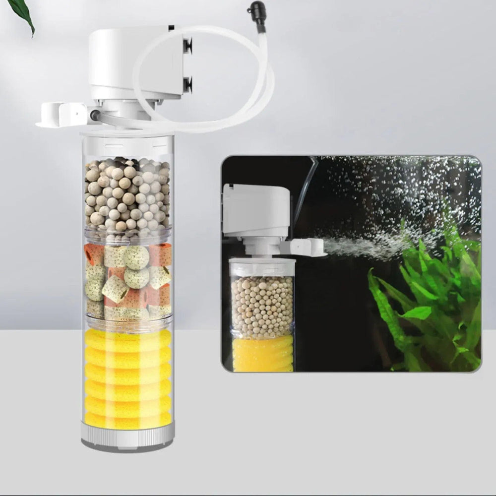 Planet Gates 220V 5-IN-1 Silent Filter for Aquarium Turtle Fish Tank Submersible Water Pump Sponge Filter Skimmer Make Waves Accessories