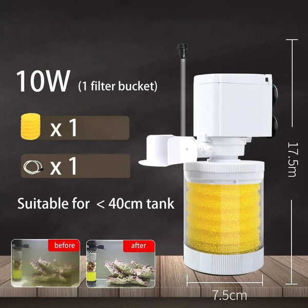 Planet Gates 220V 5-IN-1 Silent Filter for Aquarium Turtle Fish Tank Submersible Water Pump Sponge Filter Skimmer Make Waves Accessories