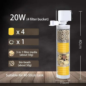 Planet Gates 220V 5-IN-1 Silent Filter for Aquarium Turtle Fish Tank Submersible Water Pump Sponge Filter Skimmer Make Waves Accessories