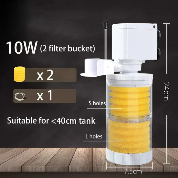 Planet Gates 220V 5-IN-1 Silent Filter for Aquarium Turtle Fish Tank Submersible Water Pump Sponge Filter Skimmer Make Waves Accessories