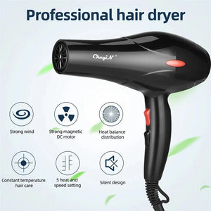 Planet Gates 220V / EU CkeyiN 1600W Hair Dryer Professional Negative Ion Blower Home Use Hot Cold Blow Drying Salon Blower Diffuser Concentrator Nozzle