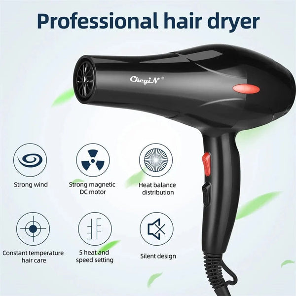 Planet Gates 220V / EU CkeyiN 1600W Hair Dryer Professional Negative Ion Blower Home Use Hot Cold Blow Drying Salon Blower Diffuser Concentrator Nozzle