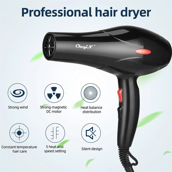 Planet Gates 220V / EU CkeyiN 1600W Hair Dryer Professional Negative Ion Blower Home Use Hot Cold Blow Drying Salon Blower Diffuser Concentrator Nozzle