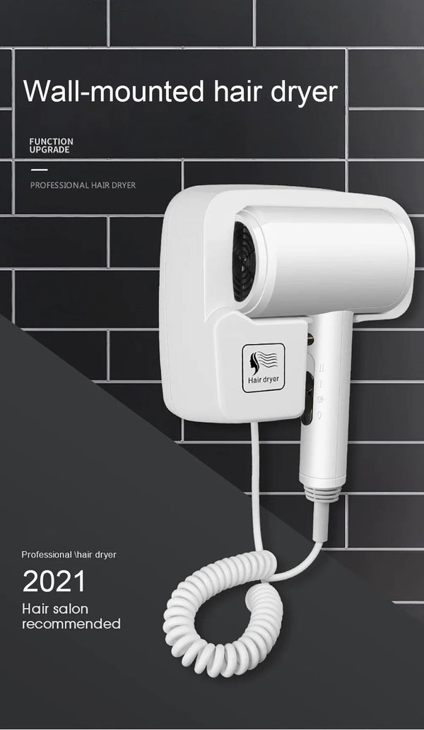 Planet Gates 220V Wall Mounted Hair Dryer Hotel Bathroom Hair Dryers Professional Constant Temperature Dryer with Holder Base Free Punching