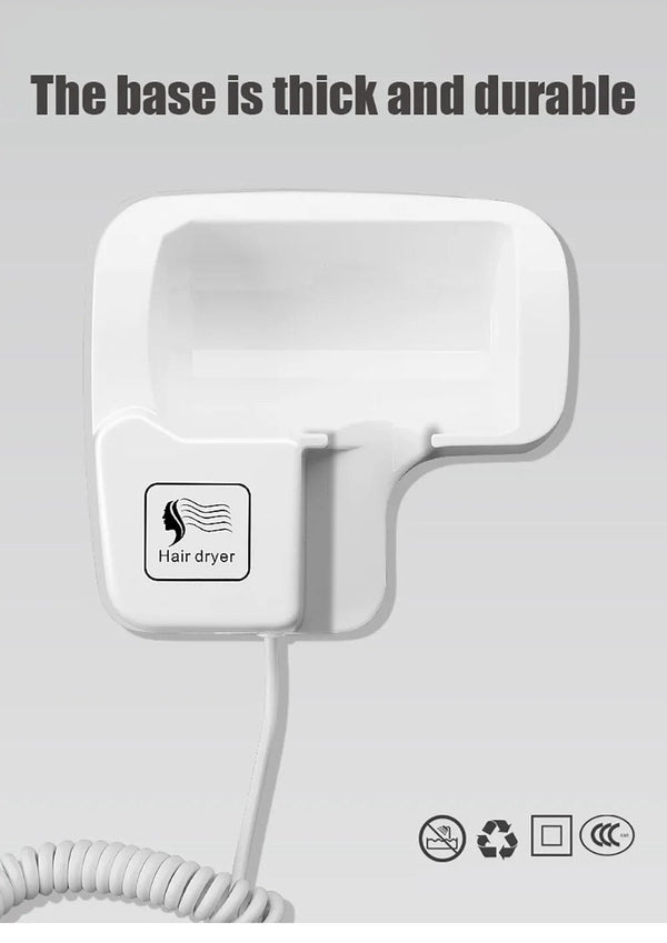 Planet Gates 220V Wall Mounted Hair Dryer Hotel Bathroom Hair Dryers Professional Constant Temperature Dryer with Holder Base Free Punching