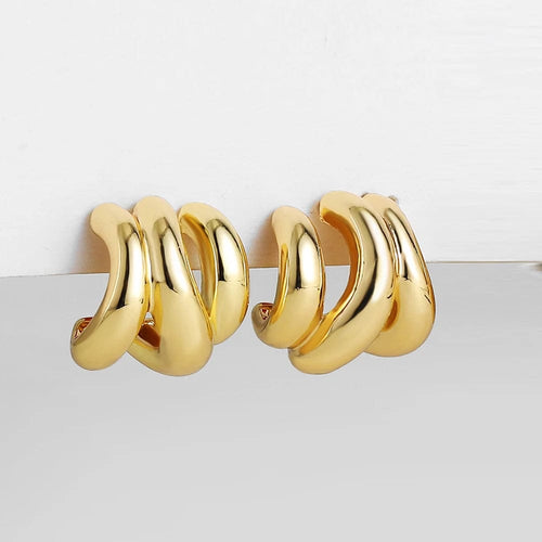 Planet Gates 22265 3 Stainless Steel Gold Plated Tear Drop Earrings Dupes for Women Lightweight Smooth Metal Waterdrop Hoop Earrings Trendy Jewelry