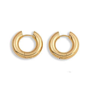 Planet Gates 22339 3 Fashion CZ Zircon Round Huggie Hoop Earrings for Women Geometric U Shape Ear Buckle Hoops Gold Plated Stainless Steel Jewelry