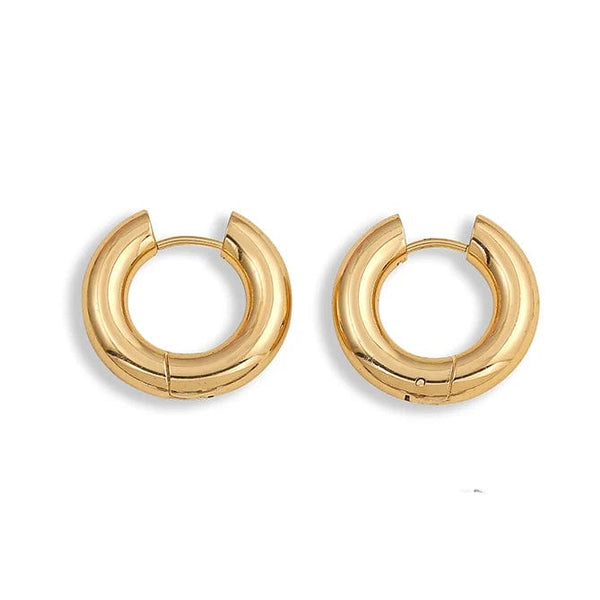 Planet Gates 22339 3 Fashion CZ Zircon Round Huggie Hoop Earrings for Women Geometric U Shape Ear Buckle Hoops Gold Plated Stainless Steel Jewelry