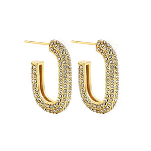 Planet Gates 22339 3 Fashion CZ Zircon Round Huggie Hoop Earrings for Women Geometric U Shape Ear Buckle Hoops Gold Plated Stainless Steel Jewelry