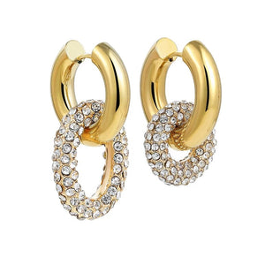 Planet Gates 22339 3 Fashion CZ Zircon Round Huggie Hoop Earrings for Women Geometric U Shape Ear Buckle Hoops Gold Plated Stainless Steel Jewelry