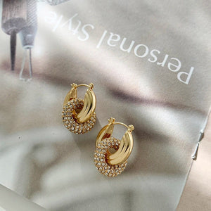 Planet Gates 22339 3 Fashion CZ Zircon Round Huggie Hoop Earrings for Women Geometric U Shape Ear Buckle Hoops Gold Plated Stainless Steel Jewelry
