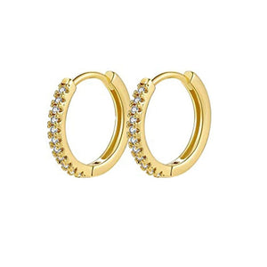 Planet Gates 22339 3 Fashion CZ Zircon Round Huggie Hoop Earrings for Women Geometric U Shape Ear Buckle Hoops Gold Plated Stainless Steel Jewelry