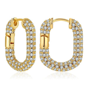 Planet Gates 22339 3 Fashion CZ Zircon Round Huggie Hoop Earrings for Women Geometric U Shape Ear Buckle Hoops Gold Plated Stainless Steel Jewelry