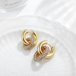 Planet Gates 22339 3 Fashion CZ Zircon Round Huggie Hoop Earrings for Women Geometric U Shape Ear Buckle Hoops Gold Plated Stainless Steel Jewelry