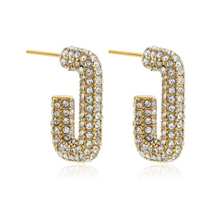 Planet Gates 22339 3 Fashion CZ Zircon Round Huggie Hoop Earrings for Women Geometric U Shape Ear Buckle Hoops Gold Plated Stainless Steel Jewelry