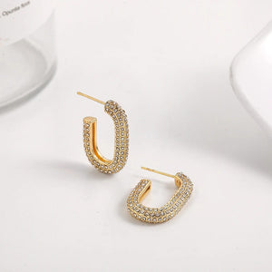 Planet Gates 22339 3 Fashion CZ Zircon Round Huggie Hoop Earrings for Women Geometric U Shape Ear Buckle Hoops Gold Plated Stainless Steel Jewelry