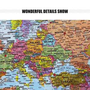 Planet Gates 225*150cm The World Political Map in Russian Foldable Canvas Painting Non-woven Wall Art Poster School Education Supplies