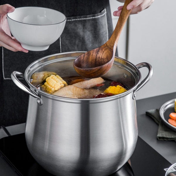 Planet Gates 22cm/8.66in 1pc Large Stainless Steel Stock Pot - Ideal for Soups, Stews, and More - Durable, Easy to Clean - Essential Kitchen Gadget