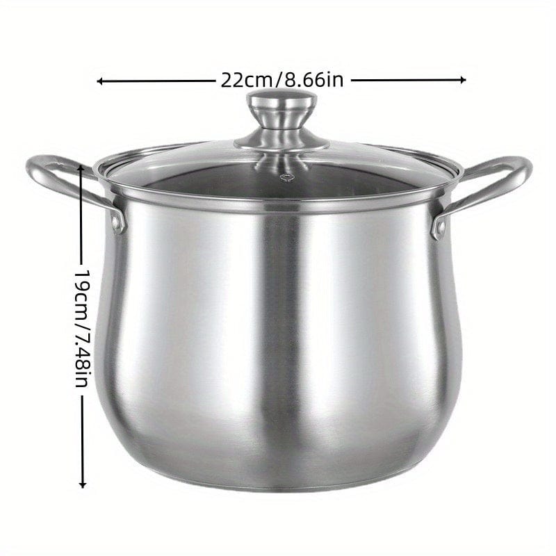 Planet Gates 22cm/8.66in 1pc Large Stainless Steel Stock Pot - Ideal for Soups, Stews, and More - Durable, Easy to Clean - Essential Kitchen Gadget