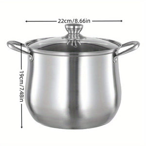 Planet Gates 22cm/8.66in 1pc Large Stainless Steel Stock Pot - Ideal for Soups, Stews, and More - Durable, Easy to Clean - Essential Kitchen Gadget