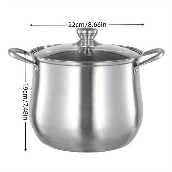 Planet Gates 22cm/8.66in 1pc Large Stainless Steel Stock Pot - Ideal for Soups, Stews, and More - Durable, Easy to Clean - Essential Kitchen Gadget