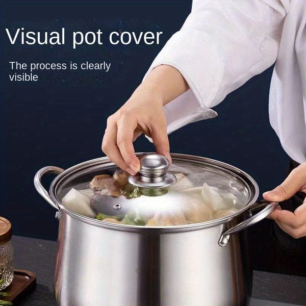 Planet Gates 22cm/8.66in 1pc Large Stainless Steel Stock Pot - Ideal for Soups, Stews, and More - Durable, Easy to Clean - Essential Kitchen Gadget
