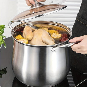 Planet Gates 22cm/8.66in 1pc Large Stainless Steel Stock Pot - Ideal for Soups, Stews, and More - Durable, Easy to Clean - Essential Kitchen Gadget