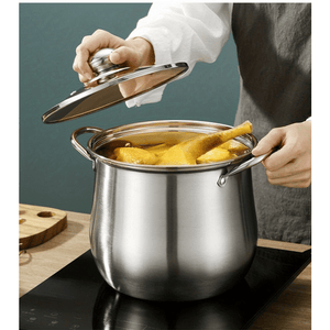 Planet Gates 22cm/8.66in 1pc Large Stainless Steel Stock Pot - Ideal for Soups, Stews, and More - Durable, Easy to Clean - Essential Kitchen Gadget