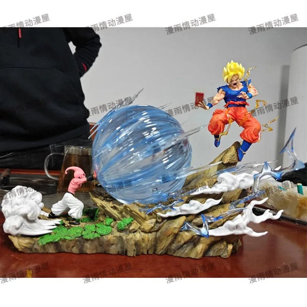 Planet Gates 22cm Anime Dragon Ball Z Majin Buu Vs Son Goku Figurine Gk Statue Action Figures Pvc Collection Model For Children Gifts Toy