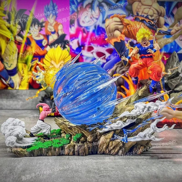 Planet Gates 22cm Anime Dragon Ball Z Majin Buu Vs Son Goku Figurine Gk Statue Action Figures Pvc Collection Model For Children Gifts Toy