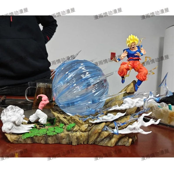 Planet Gates 22cm Anime Dragon Ball Z Majin Buu Vs Son Goku Figurine Gk Statue Action Figures Pvc Collection Model For Children Gifts Toy