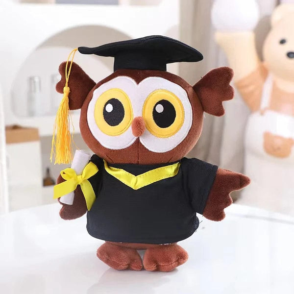 Planet Gates 22cm Owl Round Eye Graduate Plush Dolls Doctor Capybara Owl Bear Plush Toy Cute Stuffed Animal Toy Doll Soft Cartoon Pillow Graduation Gift