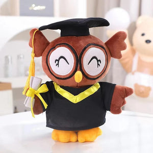 Planet Gates 22cm Owl Squint Eye Graduate Plush Dolls Doctor Capybara Owl Bear Plush Toy Cute Stuffed Animal Toy Doll Soft Cartoon Pillow Graduation Gift