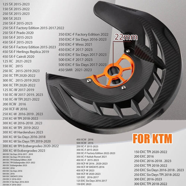 Planet Gates 22mm black orange Motorcycle 22mm 26mm Brake Cover Front Brake Disc Guard For KTM 125 150 200 250 300 350 450 500 EXC EXC-F EXC EXC-F 2016-2023