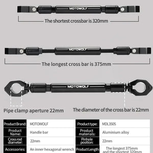 Planet Gates 22mm CNC Aluminum Motorcycle/Scooter/Sport-bike/Cycle Reinforced Crossbar Motor Phone/GPS/Spotlight/Headlights Mounting Bracket