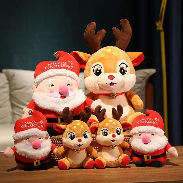 Planet Gates 23cm elk / 20cm 20CM Cute Christmas Series Doll Santa Claus Elk Plush Toy Stuffed Soft Snowman Deer Toys for Kids Girls Xmas Gift Decor Props