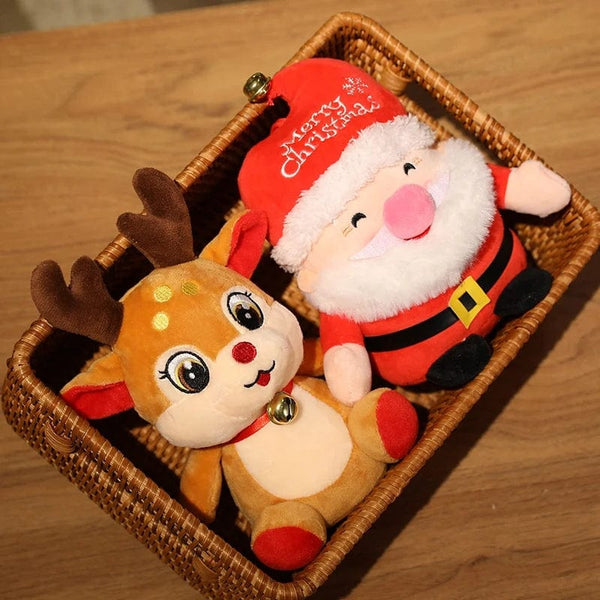 Planet Gates 23cm elk / 20cm 20CM Cute Christmas Series Doll Santa Claus Elk Plush Toy Stuffed Soft Snowman Deer Toys for Kids Girls Xmas Gift Decor Props