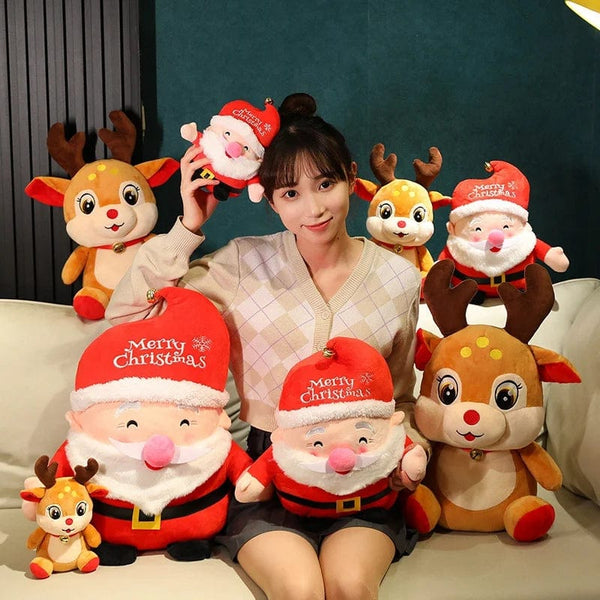 Planet Gates 23cm elk / 20cm 20CM Cute Christmas Series Doll Santa Claus Elk Plush Toy Stuffed Soft Snowman Deer Toys for Kids Girls Xmas Gift Decor Props