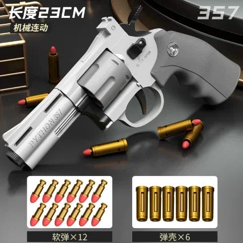 Planet Gates 23CM GRAY Magnum Zp-5 357 Long Alloy Revolver Soft Bullet Can Be Fired Pistol Boy Simulation Toy Repeating Pistol Children's gifts