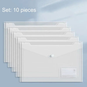Planet Gates 24-10pcs 10 Pieces File Bag Plastic 16C A4 Paper Storage Folder PP Transparent Portfolio Policy Briefcase with Label Waterproof File Bag