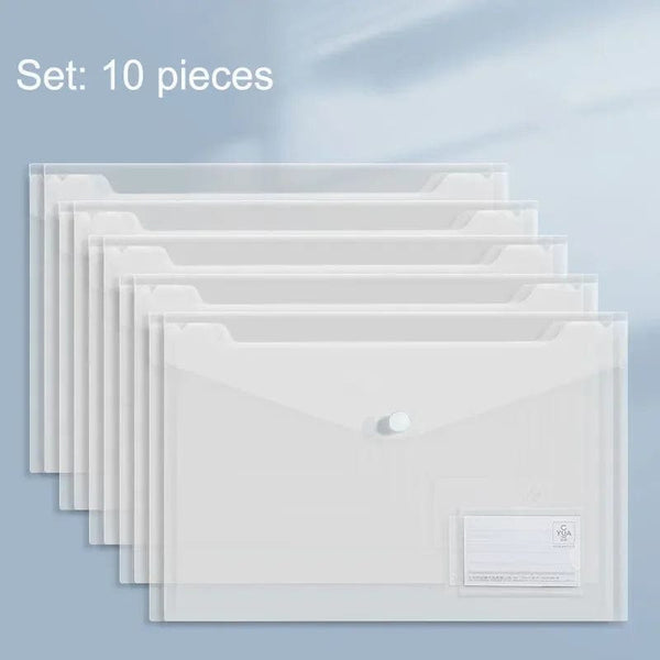 Planet Gates 24-10pcs 10 Pieces File Bag Plastic 16C A4 Paper Storage Folder PP Transparent Portfolio Policy Briefcase with Label Waterproof File Bag