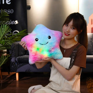 Planet Gates 24*22cm Creative Toy Luminous Star Pillow Stuffed Plush Glowing Colorful Stars Cushion Led Light Toys Gift For Kids Children