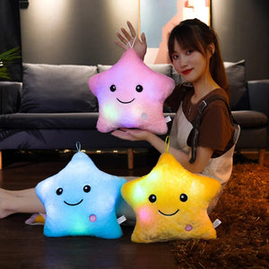 Planet Gates 24*22cm Creative Toy Luminous Star Pillow Stuffed Plush Glowing Colorful Stars Cushion Led Light Toys Gift For Kids Children
